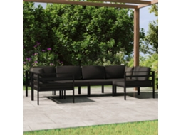 Vidaxl 6 Pcs Conjunto Lounge Jardim Com Almofadões Alumínio Antracite