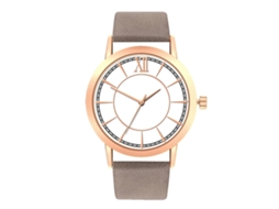Relógio de Quartzo Feminino Masculino Pulseira de Couro Pu Simples Cinza