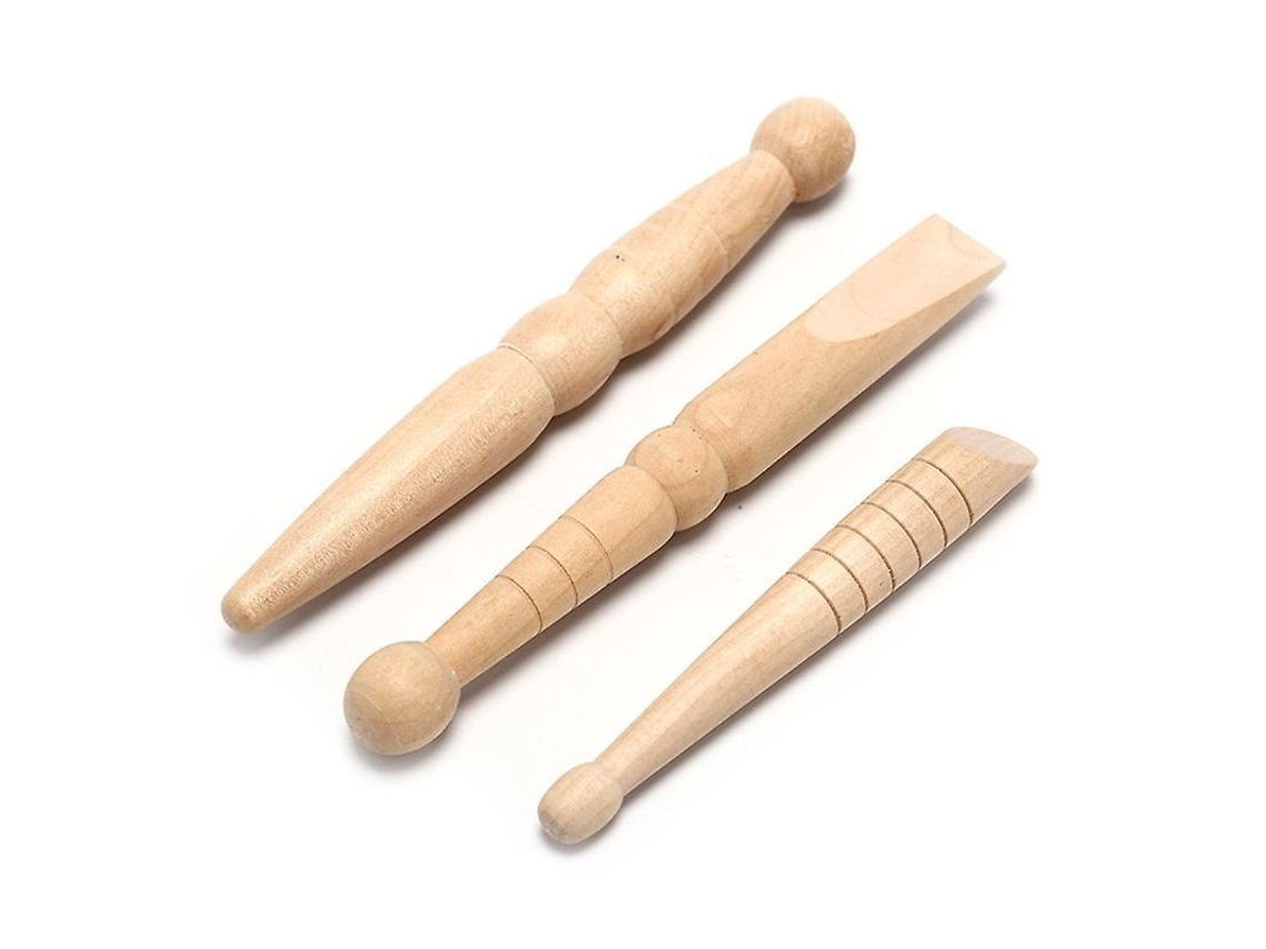3pcs Bastão De Massagem De Madeira Para Pontos Reflexivos E Relaxamento Muscular