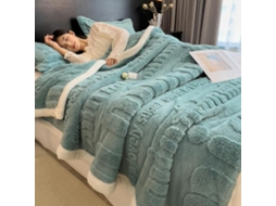 Manta de Lã Coral Quentinha para Outono e Inverno Veludo Jacquard com Letras Macia Felpuda, Macio, Quente, Ide