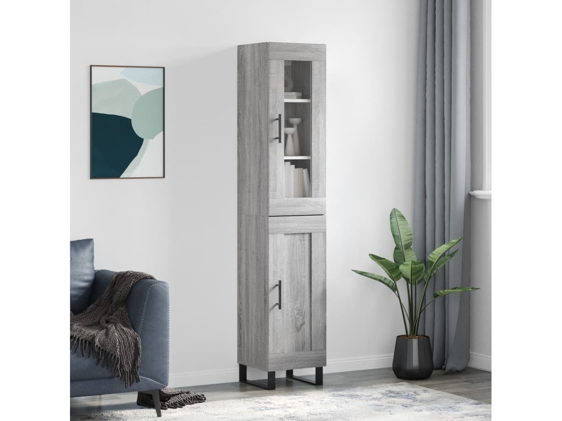 Armario alto 34,5x34x180 cm Madera procesada Gris Sonoma