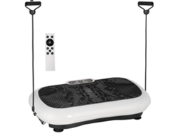 Plataforma Vibratória SINI TECH STORE, 99 velocidades, 2 faixas elásticas, 73x40x13cm, branca e preta