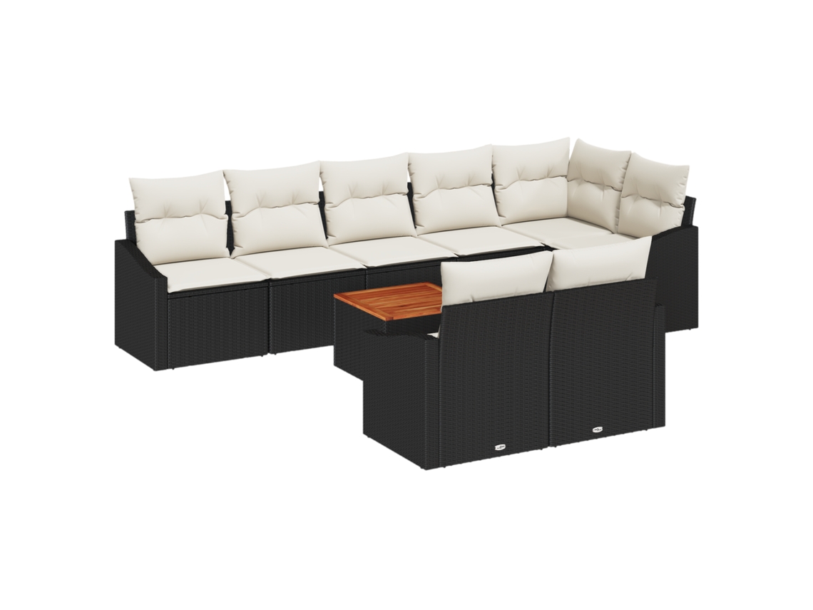 Conjunto 9 Sofá De Jardim Vidaxl Preto Vime Pe (55 X 55 X 37 Cm)