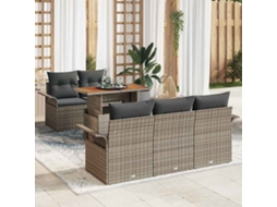 Vidaxl Conjunto De Sofá De Jardim 6 Pcs Cinzeto Rattan Sintético