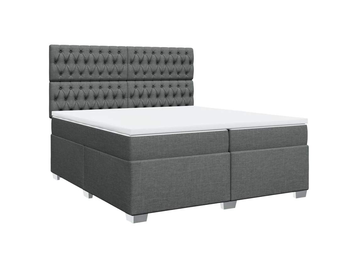 Cama com Molas/Colchão 200x200 Cm em Tecido Cinzento Escuro MAISON EXCLUSIVE