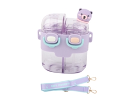 Frasco de Água S/MARCA kawaii duplo com canudo e alça ajustável plástico 530ml lavanda para esportes outdoor
