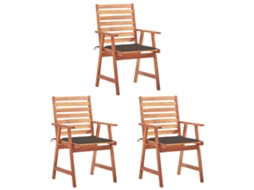 Vidaxl Cadeiras De Jantar P/ Jardim 3 Pcs C/ Almofadões Acácia Maciça