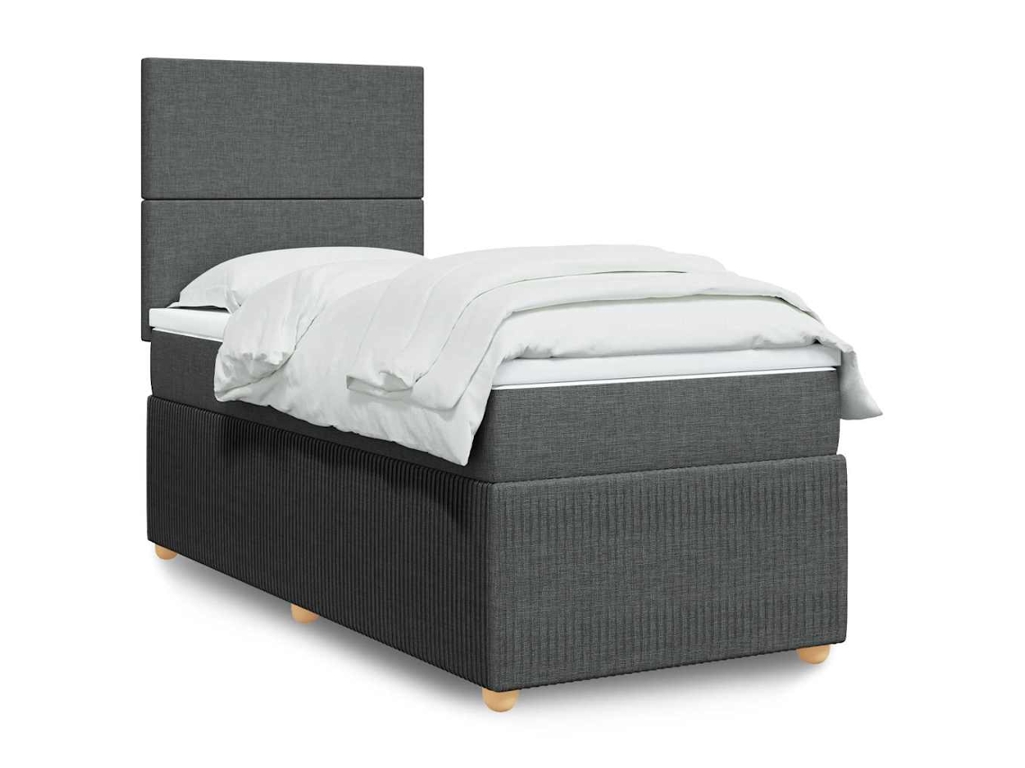 Cama Com Molas/colchão 100x200 Cm Tecido Cinza-escuro