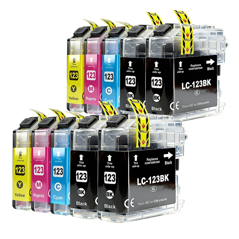 10 Tinteiros Lc 123 XL Lc121 Lc123 para Brother Mfc j470dw Mfc j650dw Dcp j552dw Dcp j752dw MDUG