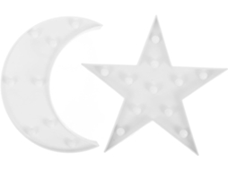 Conjunto De 2 Luminárias Noturnas Led, Com Design Lua E Estrela, Em