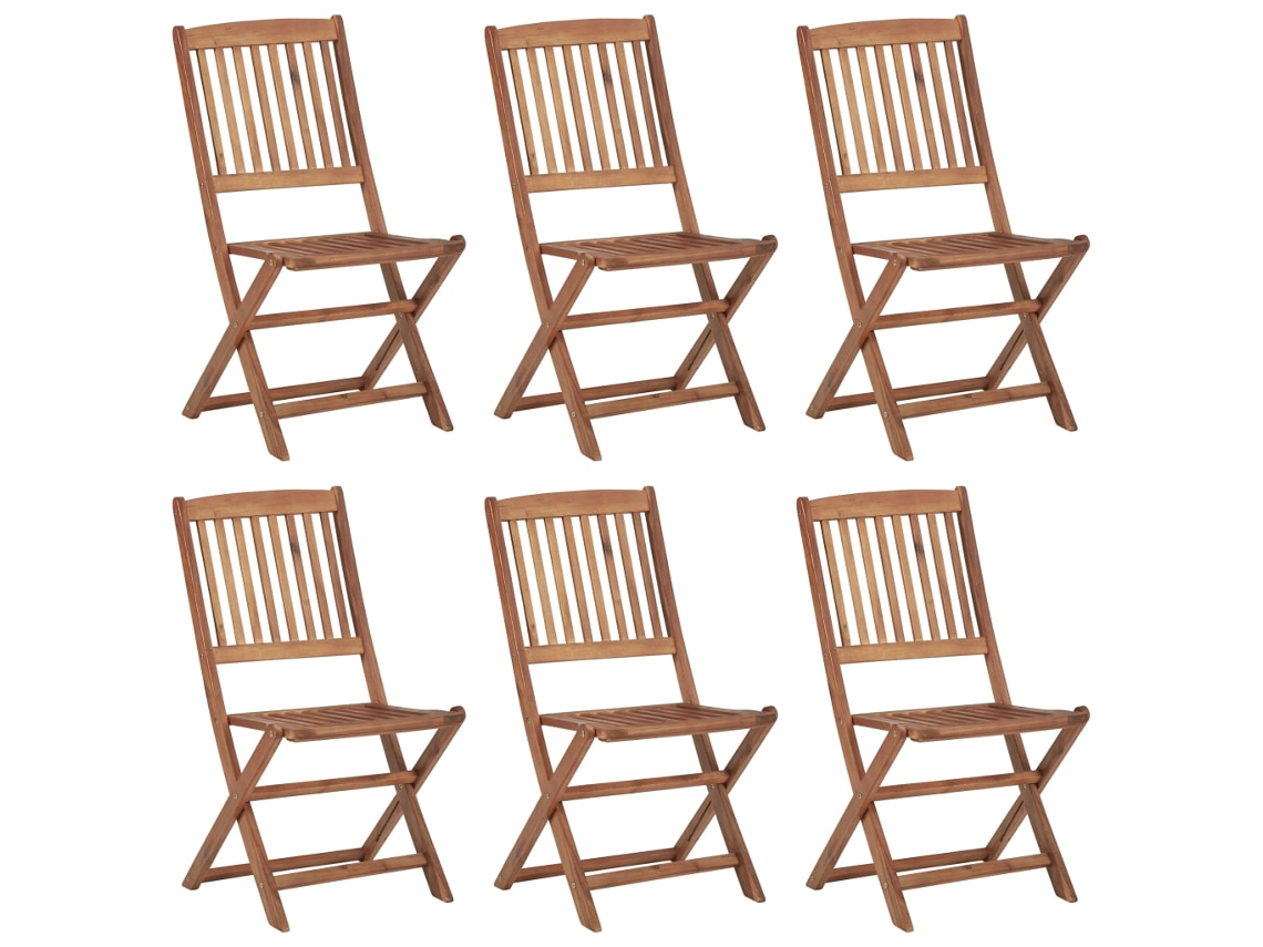 Cadeiras de Jardim Dobráveis com Almofadões 6 Pcs Acácia Maciça MAISON EXCLUSIVE