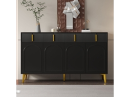 Buffet Com Punhos E Pés Dourados, Quatro Portas, Quatro Gavetas, Painel Amovível Para Sala E Sala De Jantar 140×38×82 Cm