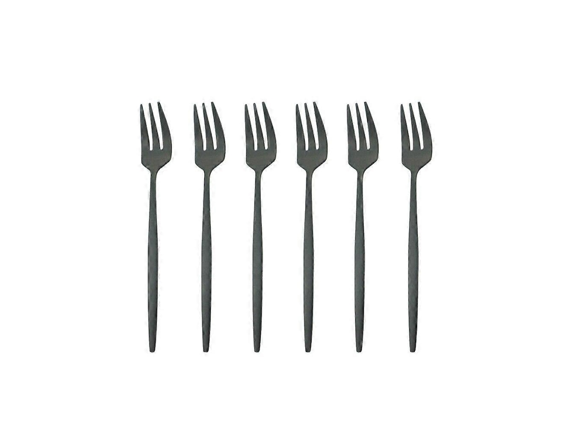 Peças Conjunto De Garfos E Colheres De Aço Inoxidável Fosco Para Sobremesa Fruta 13,5 Cm Preto