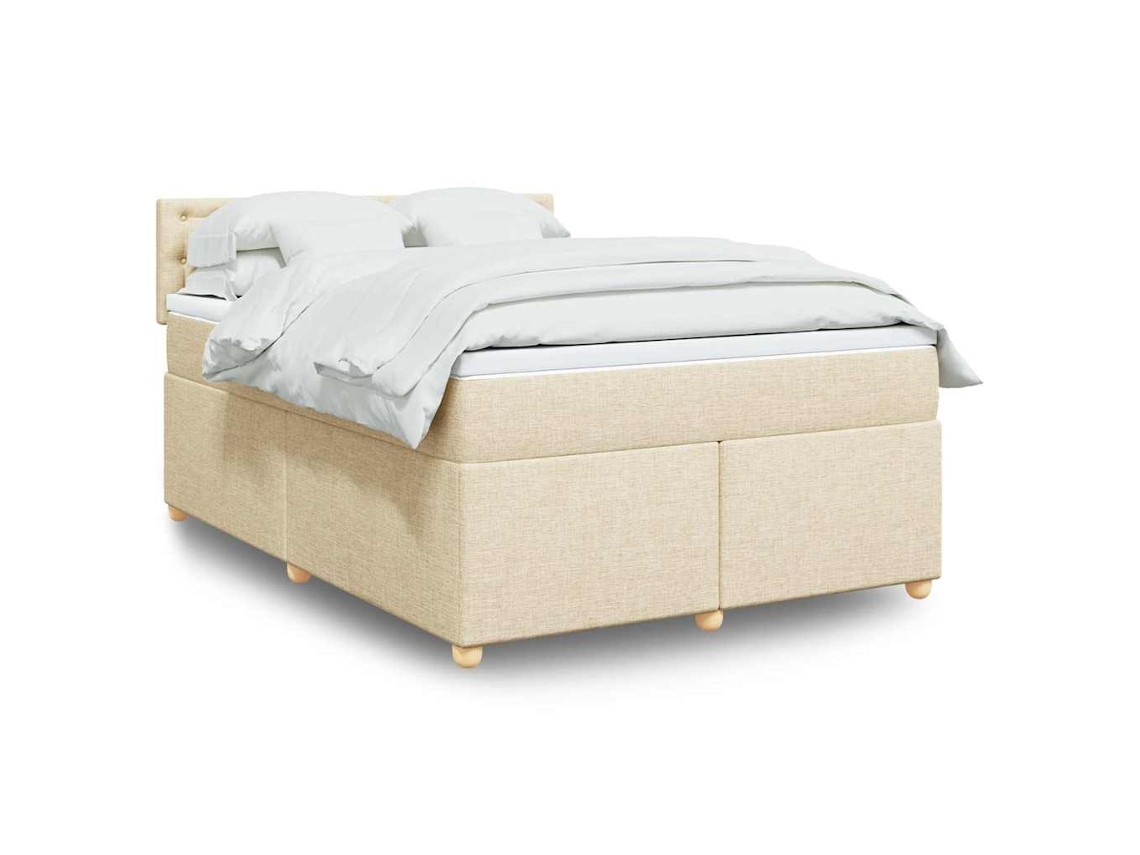 Vidaxl Cama Com Molas/colchão 140x190 Cm Tecido Cor Creme