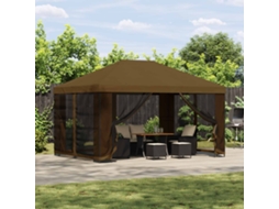 Vidaxl Gazebo De Jardim Com Laterais 4 × 3 M Cinzento-acastanhado