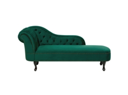Chaise Longue À Esquerda BELIANI Nimes de Veludo Verde Escuro 169x65x79