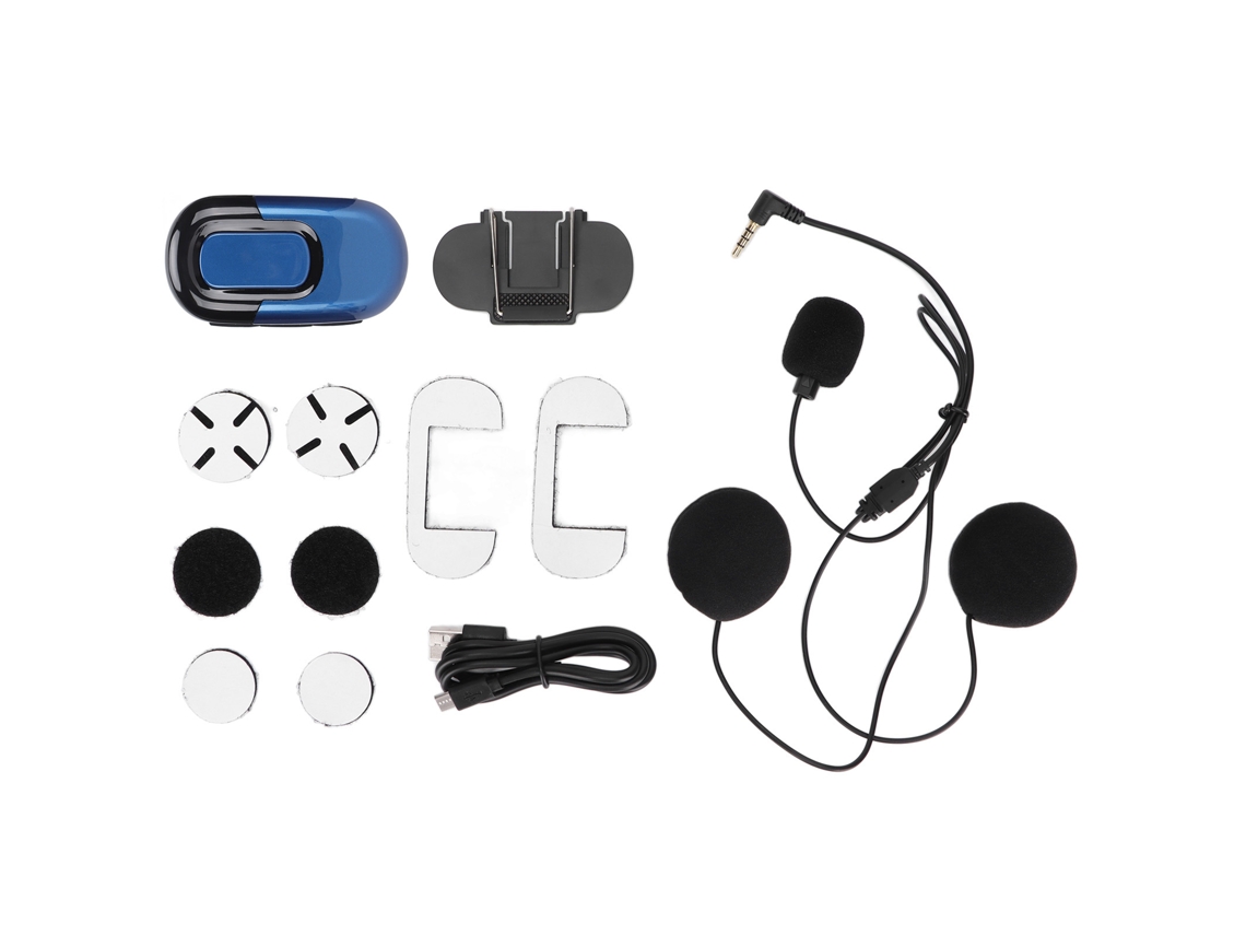 Fone De Ouvido Para Capacete De Moto Com Intercom Bluetooth 5.0 Bateria 1100mah Detachável Azul