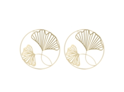 2 Peças Decor Iron Art Folhas Ginkgo Parede 3d Estéreo