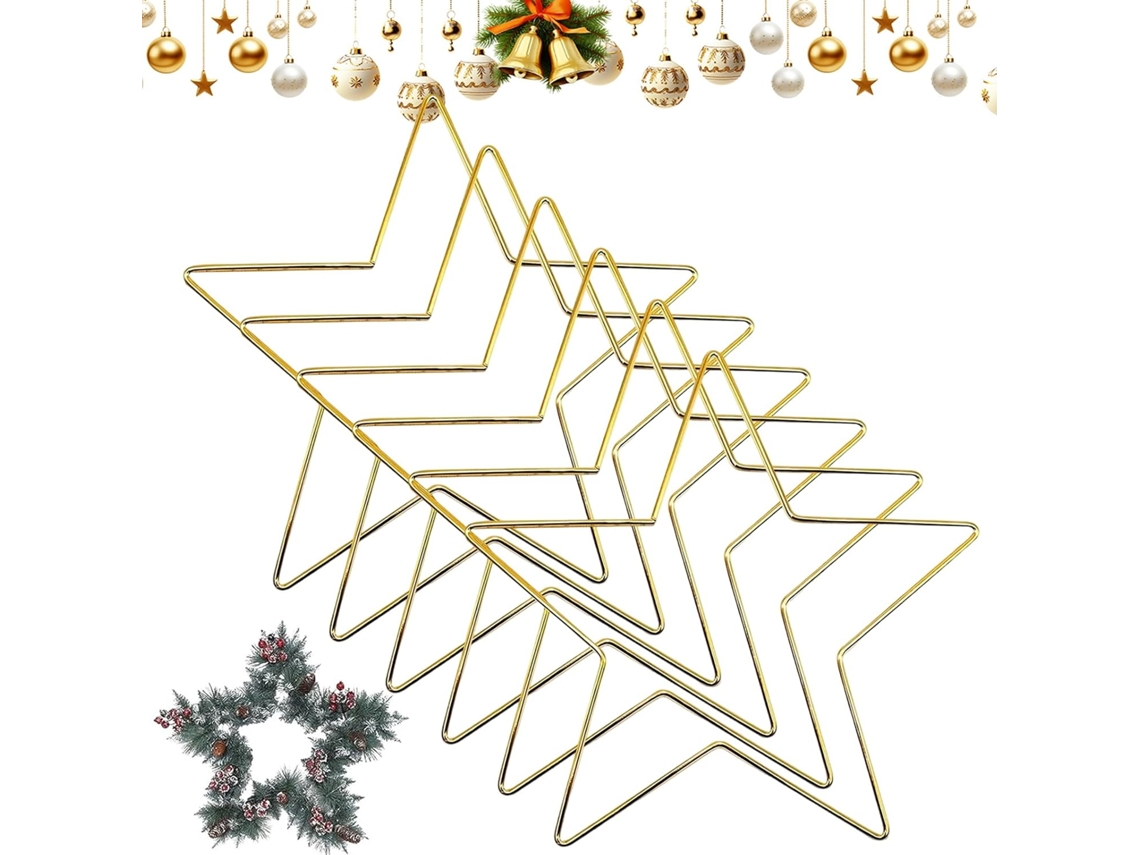 Conjunto De 6 Peças De Decoração Em Metal Com Moldura Em Formato De Estrela Para Guirlanda |