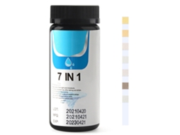 Fitas de teste de pH 7 Em 1 para água: Alcalinidade total, Cloro livre, Cloro total, Dureza total, Bromo e Nível ácido-alcalino