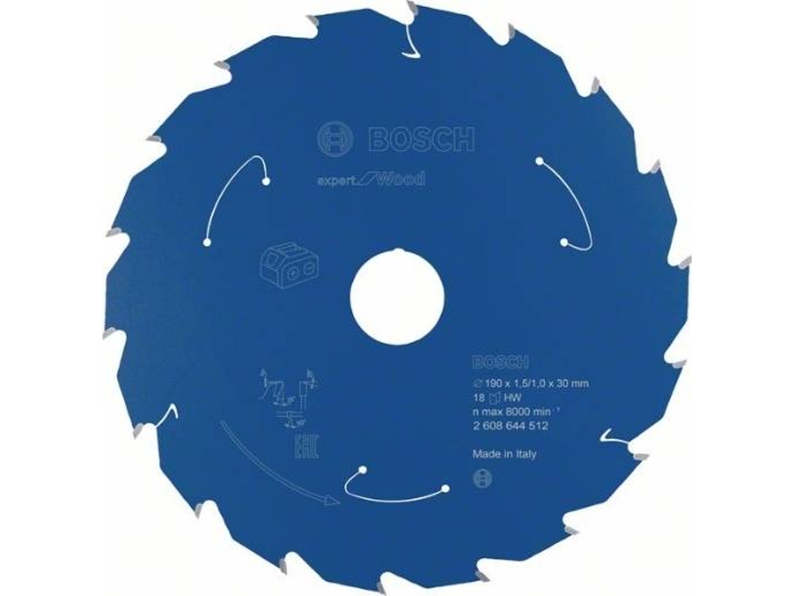 Disco de Serra Circular BOSCH Para Serra Sem Fios Expert para Madeira 190x1.5/1x30 T18