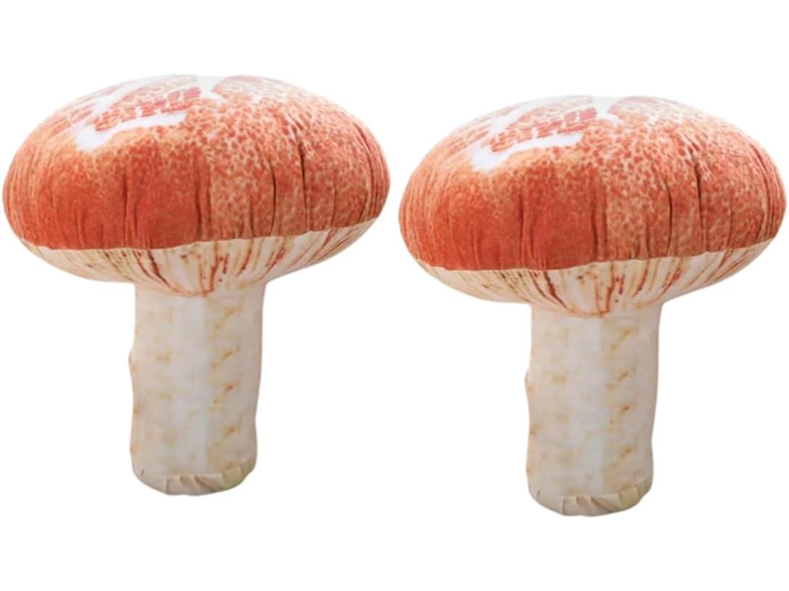 Conjunto De 2 Almofadas Pelúcia Realistas Em Formato Cogumelo Para