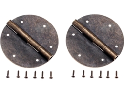 2 Dobradiças Decorativas Redondas Em Bronze Antigo Para Portas De Armários, Caixas De Joias E Móveis Madeira Com