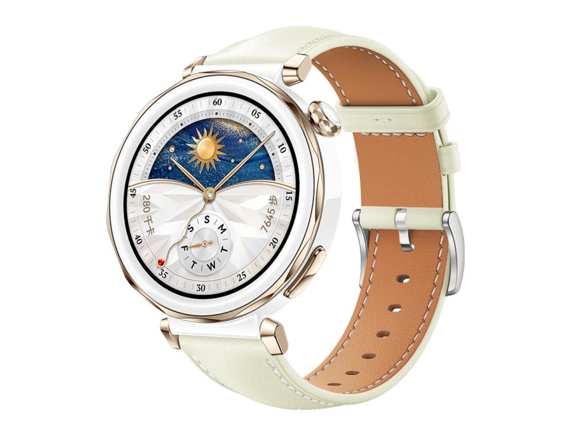 Bracelete para Huawei Watch Gt 5 / Gt 5 Pro / 4 / 4 Pro Couro Preto Cabeça Plana Textura de Tubarão Branco Cremoso XIAOMOYU (22mm)