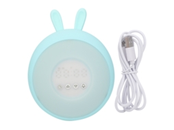 Lâmpada de Silicone Infantil com Alarme Digital Led de Controle Táctil Azul Claro para Quarto