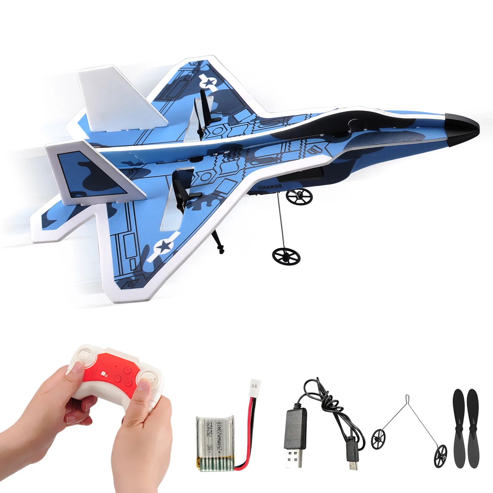 Avión De Control Remoto (azul) 2.4g Mpp, Planeador De Entrenamiento Con Control Remoto