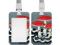 Porta Crachá Com Clipe, Porta Cartão de Identificação Em Formato Cogumelo Abstrato E Charmoso, Com Cordão, Porta Crachá