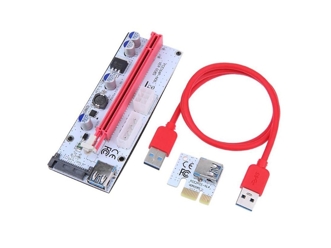 Conjunto De Cartão Pci-e Riser Pcie 1x A 16x Adaptador 4 Pinos 6 Pinos Sata Power Usb 3.0 Cabo