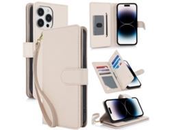 Capa Carteira De Couro Para Iphone 14 Pro - Com Rfid - Para Vários Cartões