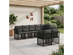 Vidaxl Conjunto de Sofás para Exterior Preto Poliéster