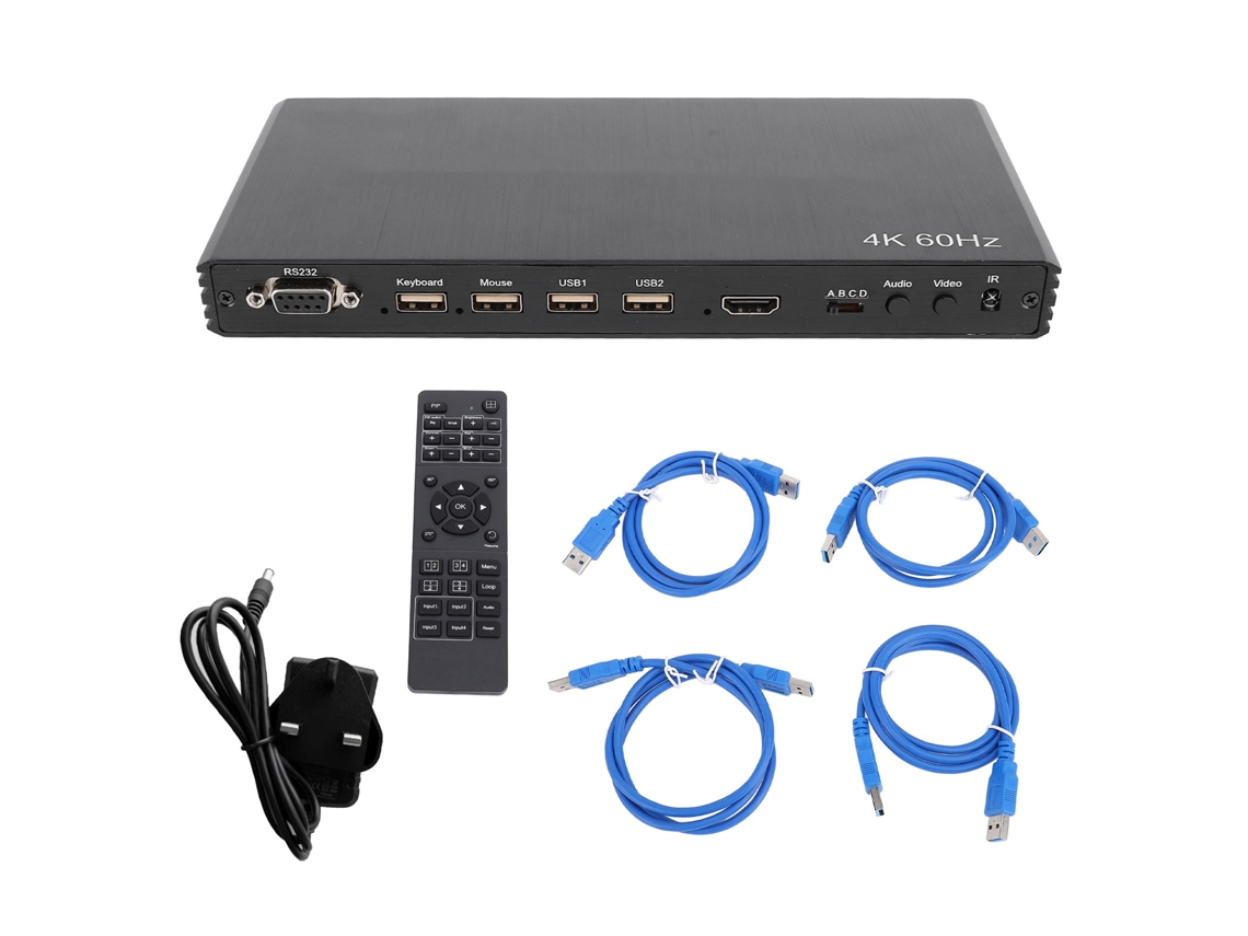 Multi view Switcher EOOCOO (4k60hz 4 In 1 Out com Kvm Pip)