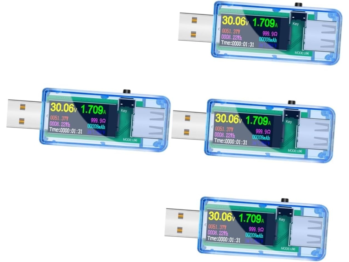 Testador Usb Multifuncional De 4 Peças Com Voltímetro E Amperímetro