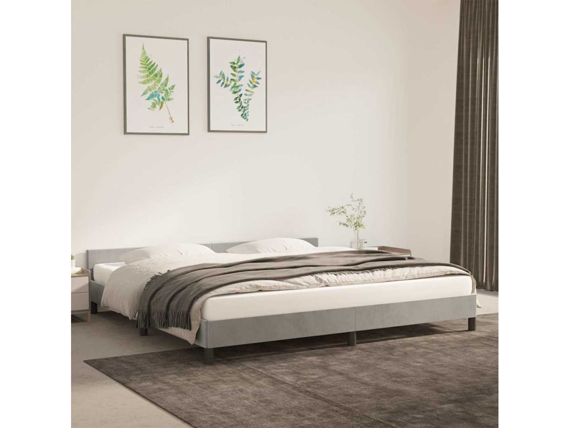 Vidaxl Estrutura De Cama Sem Colchão 200x200 Cm Veludo Cinzento-claro