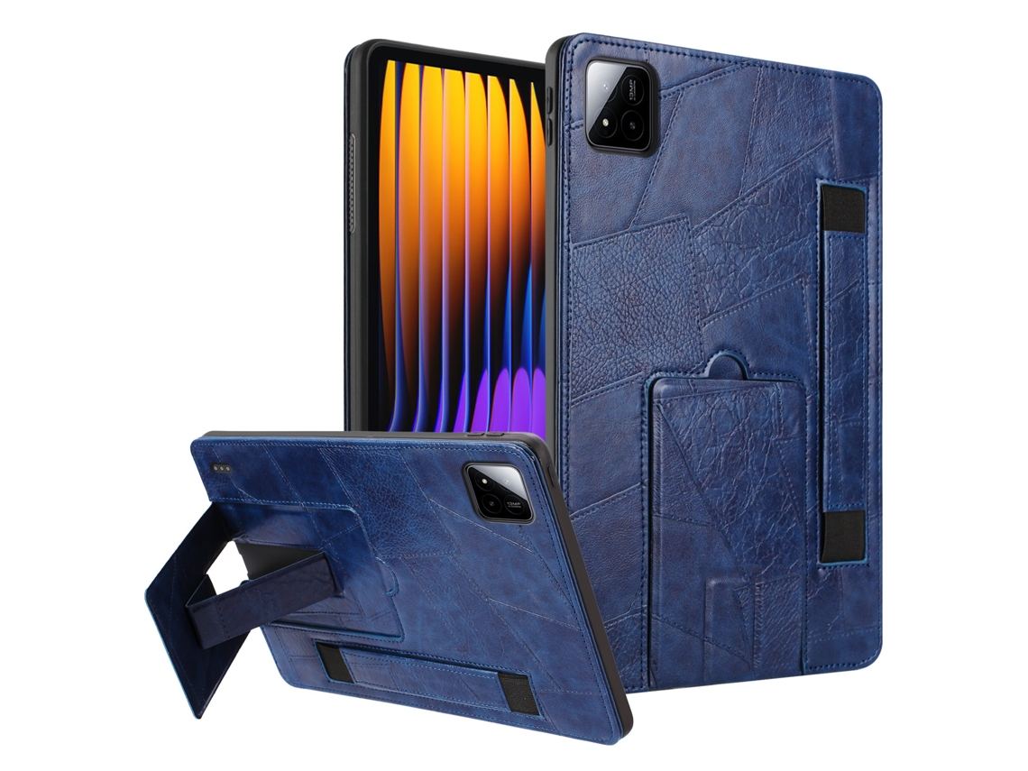 Capa Hexinyigjly Para Xiaomi Mi Pad 7/7pro (11 Polegadas) , Pu Estilo Retrô, Com Suporte Integrado Azul