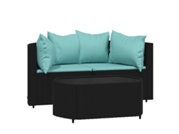 Maison Exclusive - 3 Pcs Conjunto Lounge De Jardim C/ Almofadões Vime Pe Preto