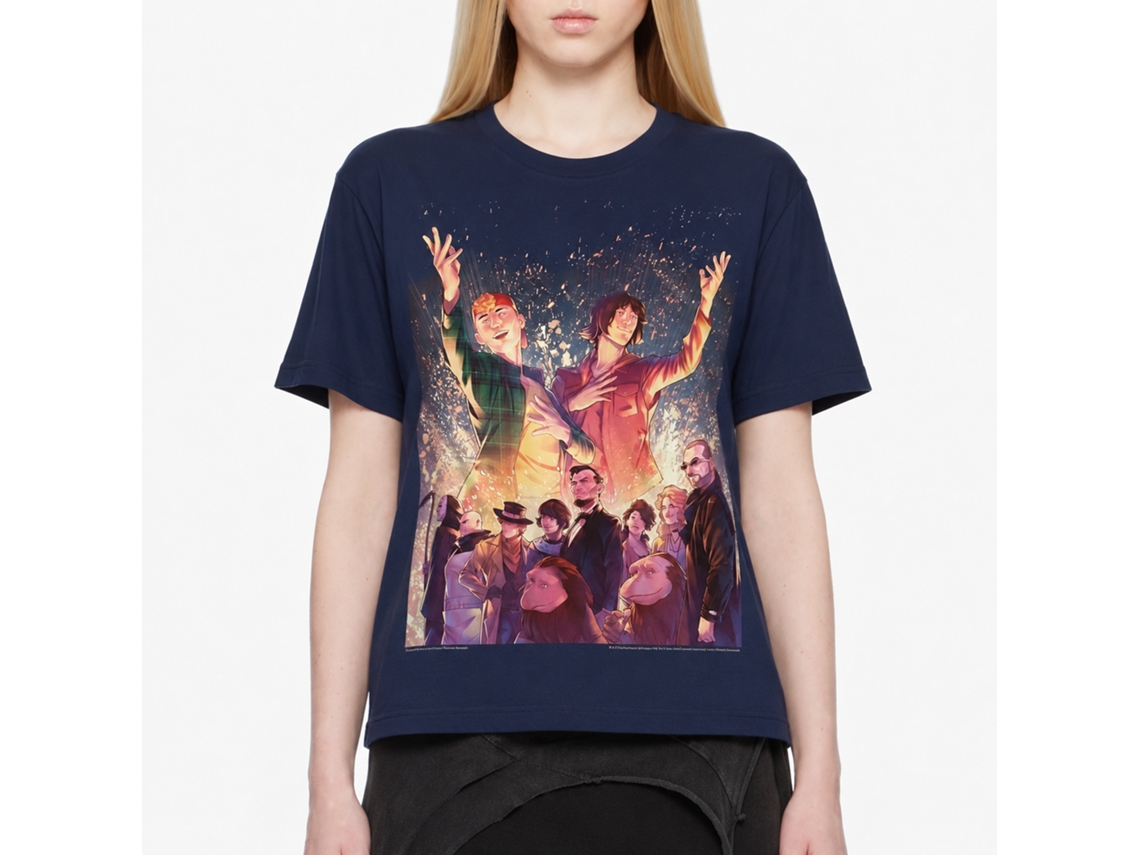 Rockinstone Bill And Ted Sparkle Navy Adult T-shirt Size:l