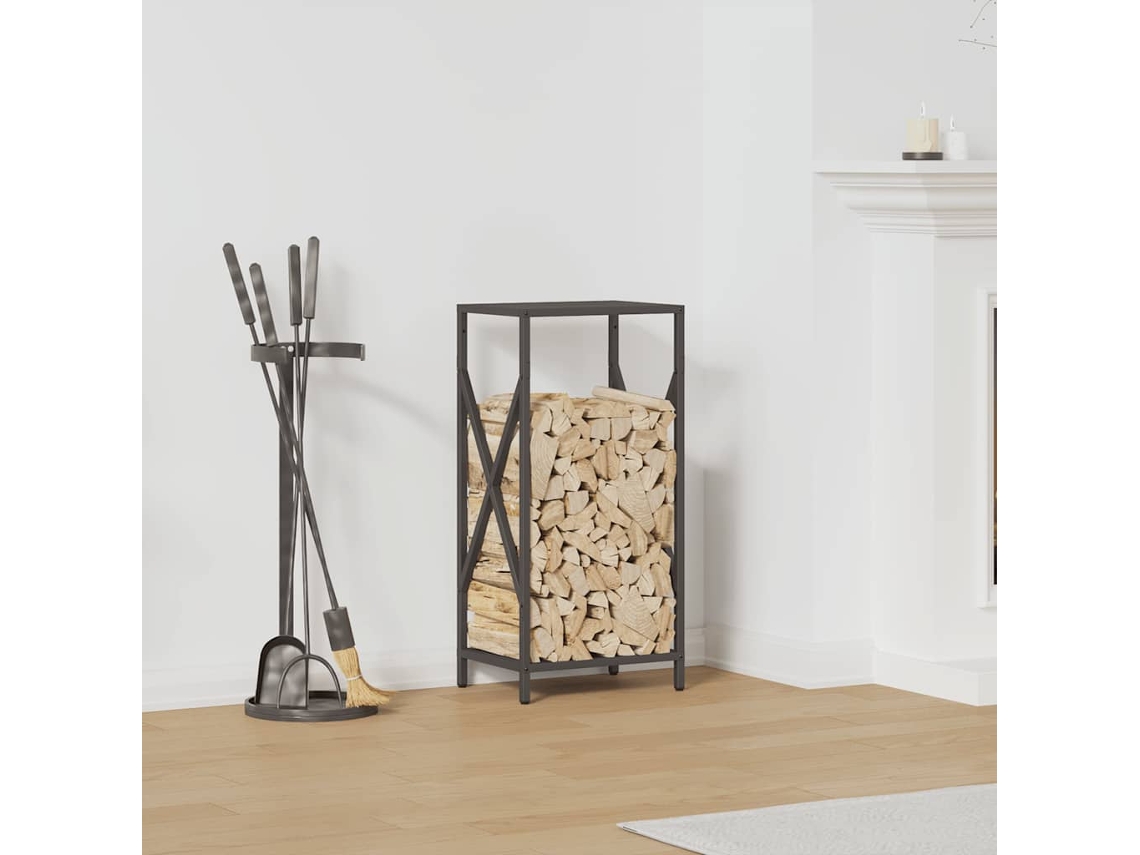 Vidaxl Suporte Para Lenha 34x25x70 Cm Aço Laminado A Frio Preto