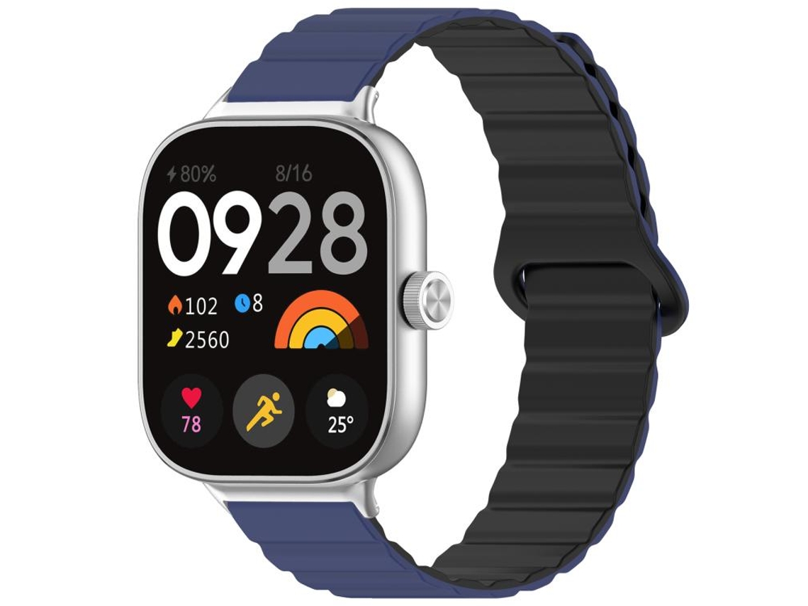 Bracelete para Xiaomi Band 9 Pro / 8 Pro Silicone Magnético Brilhante Azul Escuro e Preto XIAOMOYU