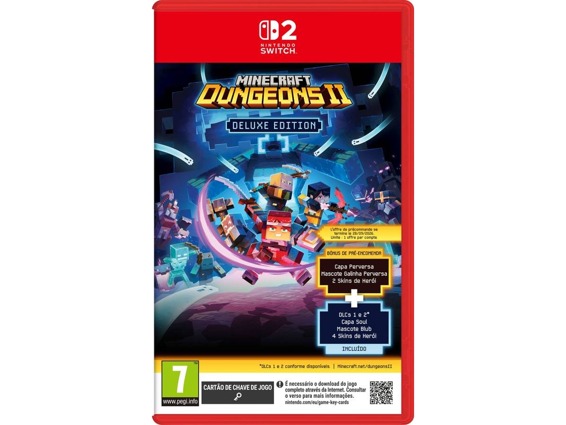 Pré-venda Jogo Nintendo Switch 2 Minecraft Dungeons 1 Deluxe Edition (Game Key Card)