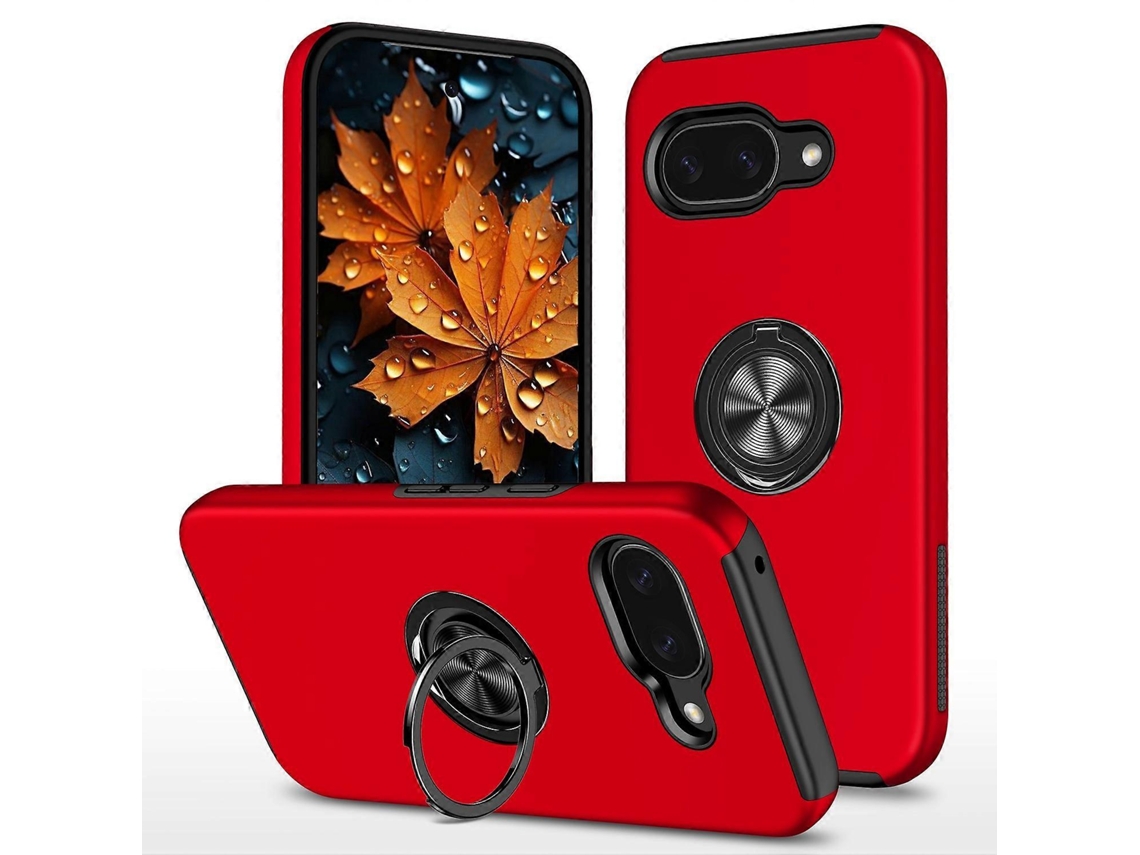 Capa De Pc Tpu Com Suporte De Anel Giratório Para Google Pixel 9a - Vermelho