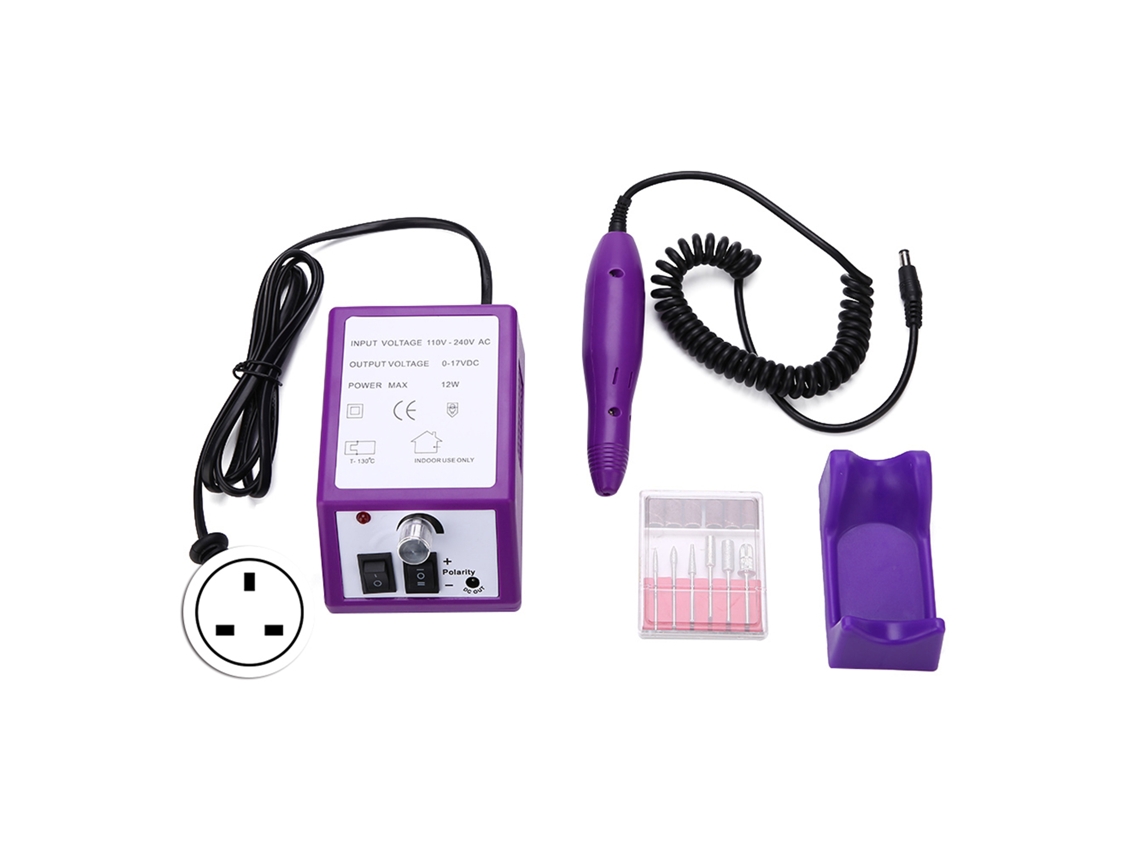 Máquina Elétrica De Uñas Taladro Kit De Lijado Manicure Pedicure Roxo