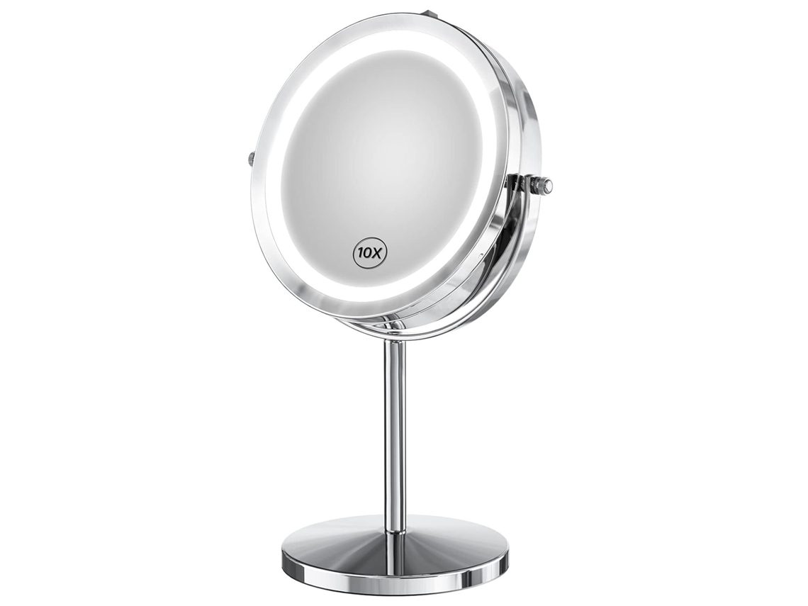 Espelho De Maquiagem Iluminado, Com Ampliação De 10x, Dupla Face, Com Led, Luzes E Aumento, Alimentado Por Bateria, Rotação De 360 Aquaforge