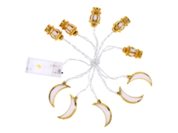 Lâmpadas de Luz Quente Branca, Conjunto de 10, 1.15m, Estilo Ouro e Lua LAXISCREED