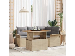 Vidaxl Conjunto De Sofá De Jardim 5 Unid. Bege E Cinzento Claro