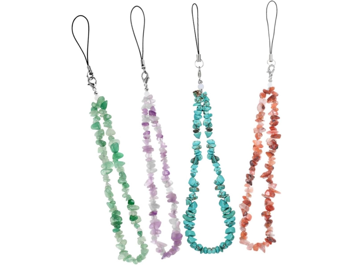 Conjunto De 4 Alças Decorativas Para Telefone Com Contas De Cristal.
