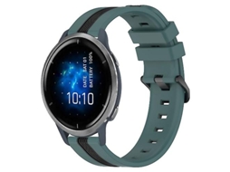Bracelete para Garmin Venu 2 22Mm Faixa de Relógio de Silicone Vertical de Duas Cores Verde-Preto VENISYMLIS